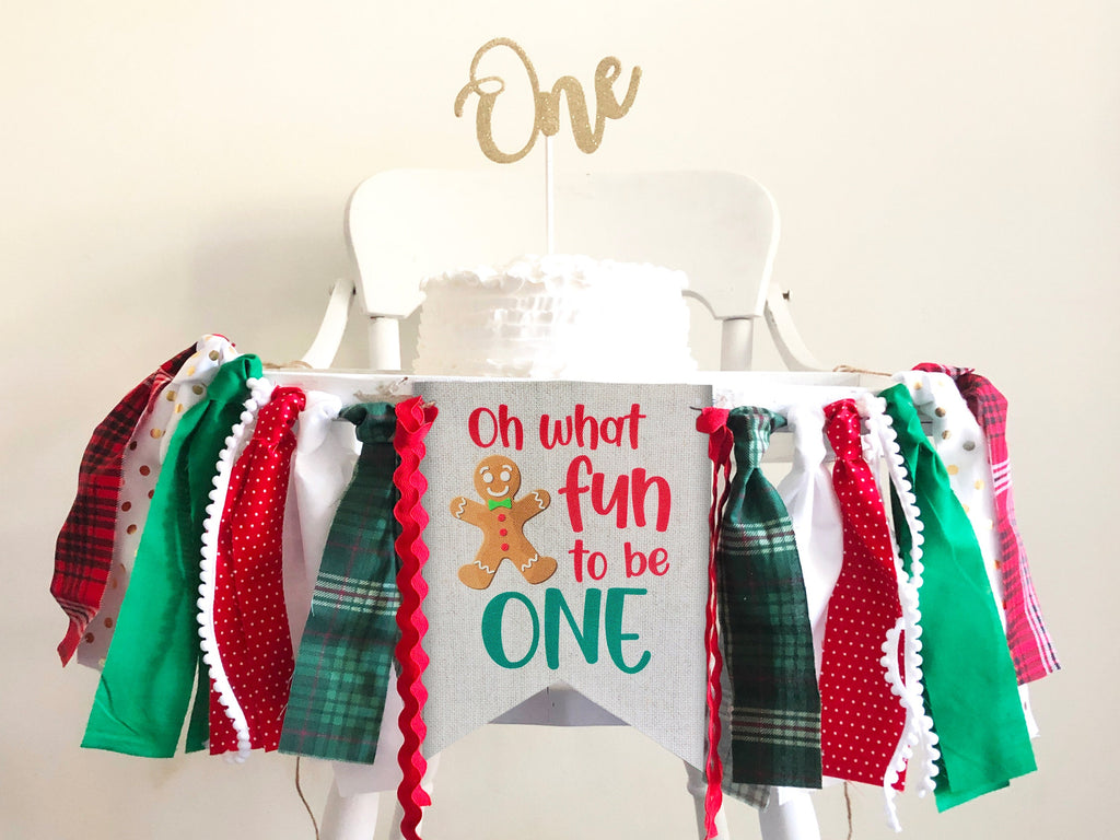 Oh What Fun Gingerbread Banner, Christmas First Birthday Party Decorations, Christmas Birthday Banner, 1st Birthday Party Decorations HC075
