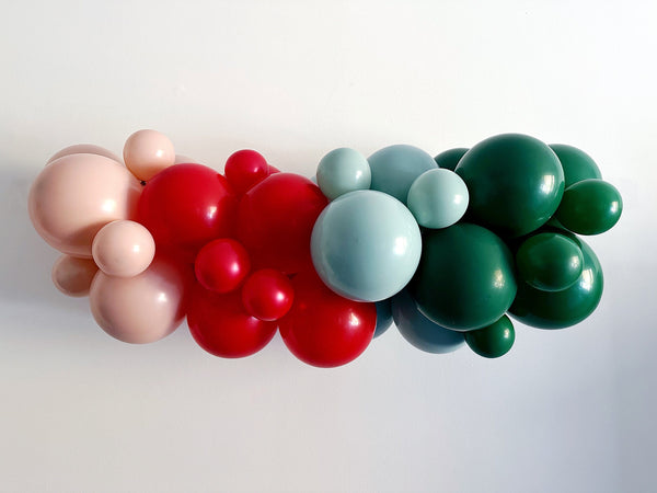 Festive Holiday Balloons, Red, Light Pink, Mint & Green Balloons, Balloon Party Kit, Colorful Balloon Garland