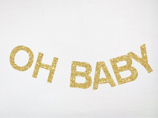 Oh Baby Glitter Banner, Gold Glitter Baby Shower Sign, Baby Shower Decor, Gold Glitter New Baby Banner, Gold Decorations, LB021