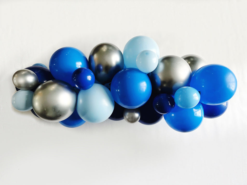 Metallic Silver Dark Blue Balloons Garland Arch And Balloons Party  Decorations