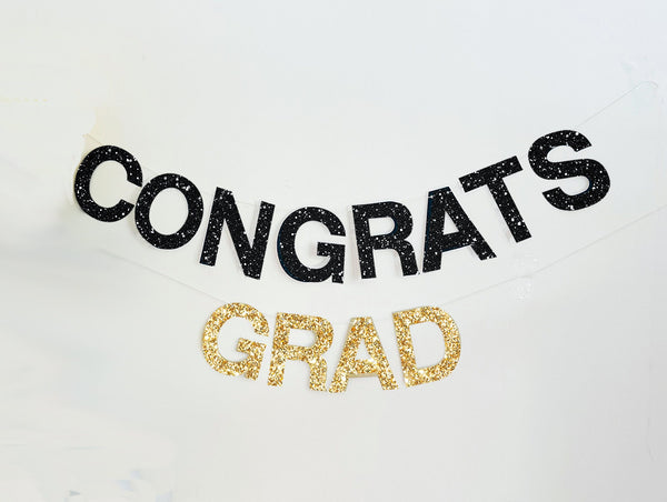 Congrats Grad Glitter Banner, Graduation Party Decorations, Graduation Banner, Congrats Grad Sign, LB011