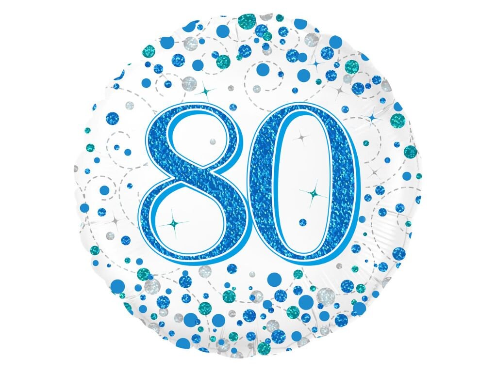 80th Birthday Balloons, Happy 80th Birthday Balloon, Birthday Party Decorations, Milestone Birthday Decorations, Blue and Silver Party Decor