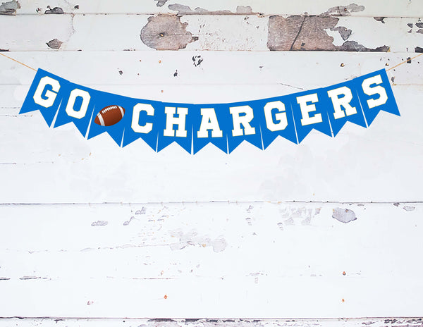 Go Chargers Banner, Chagers Decorations, Chargers Banner, Card Stock Banner, Football Decorations, Football Party Decor, P260