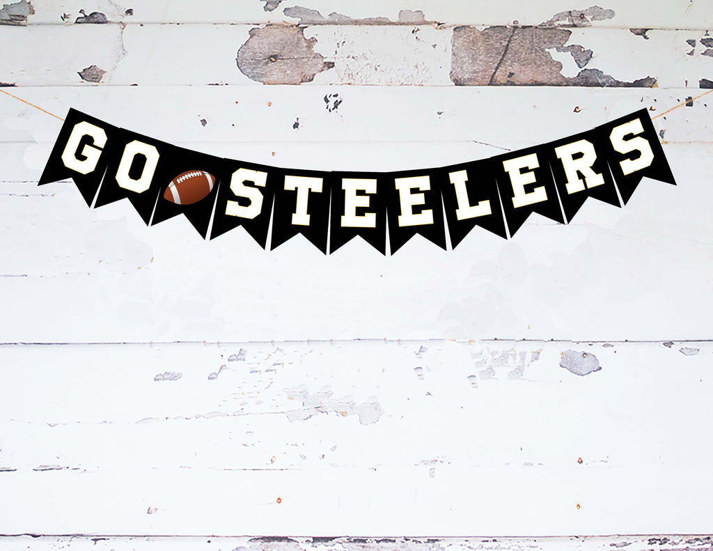 Go Steelers Banner, Steelers Decorations, Steelers Banner, Card Stock Banner, Football Decorations, Football Party Decor, P268
