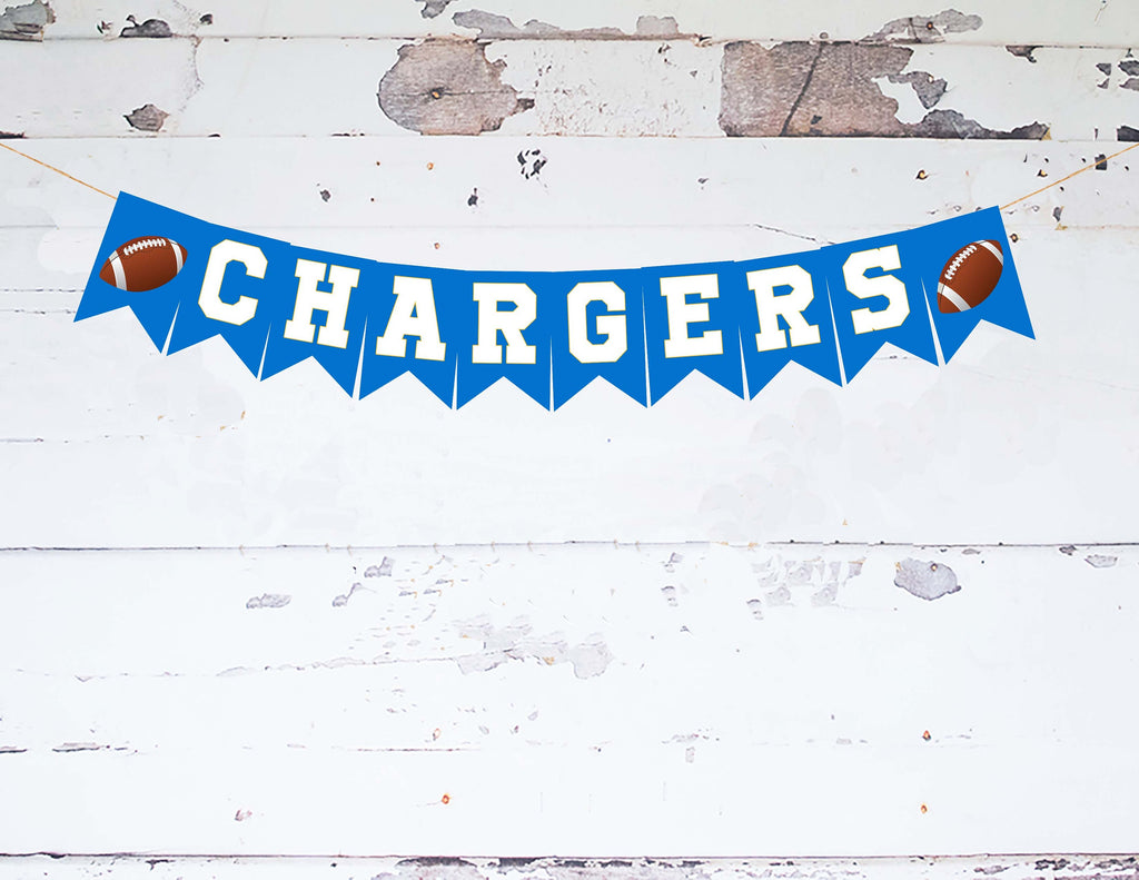 Chargers Banner, Chargers Decorations, Chargers, Card Stock Banner, Football Decorations, Football Party Decor, P259