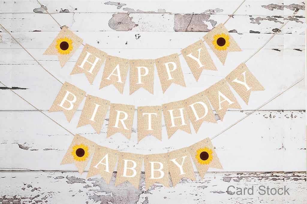 Personalized Happy Birthday Sunflower Banner, Card Stock Banner, Floral  Birthday Party Decorations, Flower Birthday Party Sign, PB1000