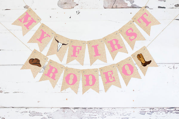 Western First Birthday Party, Western Party Decor, My 1st Rodeo Cardstock Banner, Cowgirl Birthday Decoration, Rodeo Theme Party Sign P269