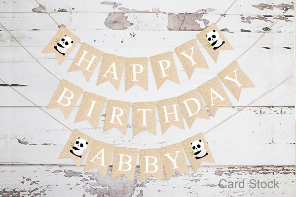 Personalized Happy Birthday Panda Banner, Card Stock Banner, Zoo Birthday Party Decorations, Little Panda Birthday Party, PB214