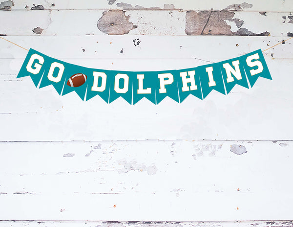 Go Dolphins Banner, Dolphins Decorations, Dolphins Banner, Card Stock Banner, Football Decorations, Football Party Decor, P266