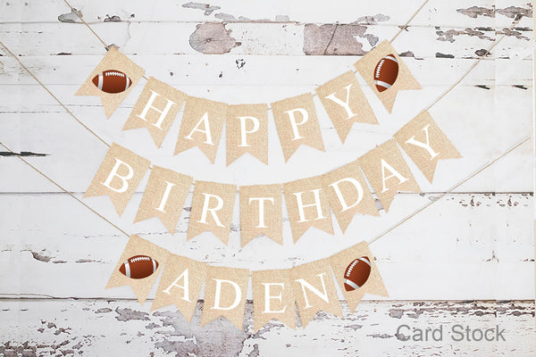 Personalized Happy Birthday Football Banner, Card Stock Banner, Sports Birthday Party Decorations, Football Birthday Party Sign, PB372