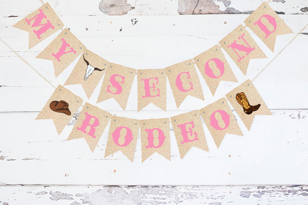 Western Second Birthday Party, Western Party Decor, My 2nd Rodeo Cardstock Banner, Cowgirl Birthday Decoration, Rodeo Theme Party Sign P270