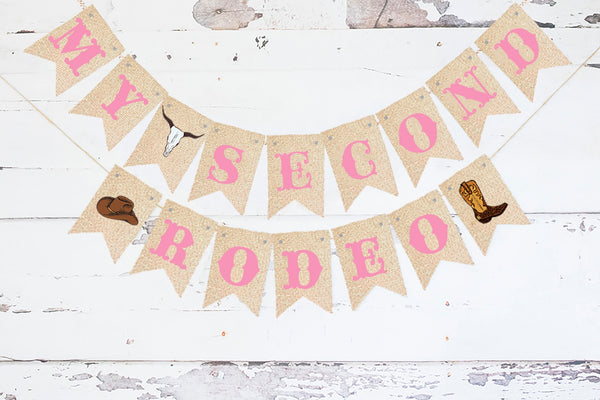 Western Second Birthday Party, Western Party Decor, My 2nd Rodeo Cardstock Banner, Cowgirl Birthday Decoration, Rodeo Theme Party Sign P270