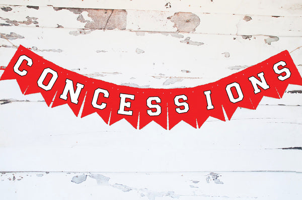 Red Concessions Banner, Concessions Stand Sign, Sporting Event Decorations, Sports Birthday Party, Cincessions Sign P273