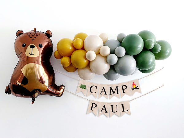 Camping Party Decor, Personalized Camp Banner, Camping Decorations, Camping Theme Decorations, Woodland Party, Bear Party, Camp Birthday