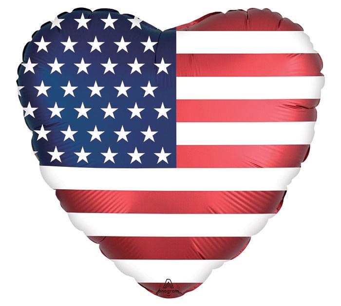 USA Heart Balloons | Memorial Day Balloons | Fourth of July Balloon Bouquet | Patriotic Party Decor