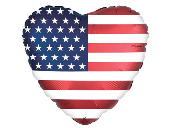 USA Heart Balloon | American Flag Party Decor | Red White Blue Foil Balloon | USA Heart Shape Mylar Balloon | Patriotic Balloon
