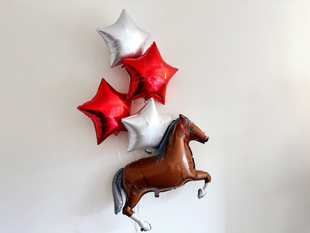 Horse and Stars Balloons Set, Foil Horse Balloon, Foil Star Balloon, Birthday Party Decorations, Cowgirl Decorations, Kentucky Derby Decor