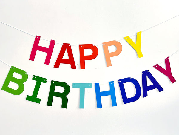 Large Happy Birthday Banner, Colorful Card Stock Birthday Party Sign, Multicolor Letter Garland, Happy Birthday Photo Prop, Birthday Banner
