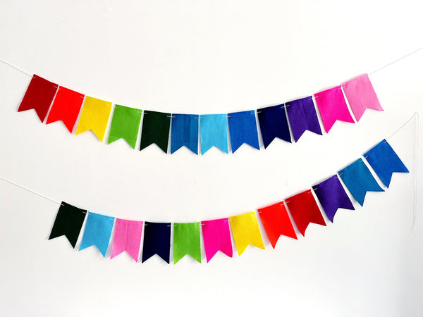 Multicolored Felt Flag Banner, Colorful Felt Party Decor, Multicolor Flag Banner, Colorful Photo Prop, Birthday Party Decorations