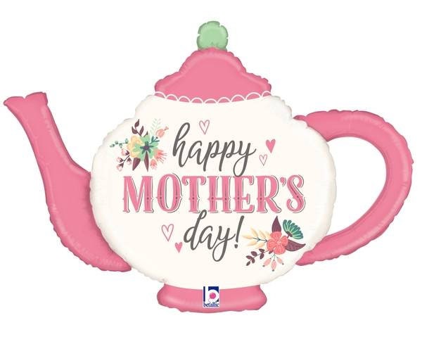 Happy Mother's Day Teapot Balloon Set | Mother's Day Heart Balloons | Foil Heart Shaped Balloons | Mother's Day Balloons
