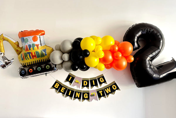 Construction Party Decorations, Excavator Balloon, 2nd Birthday Party Kit, Digger Construction Party Balloons, Construction Party Balloons