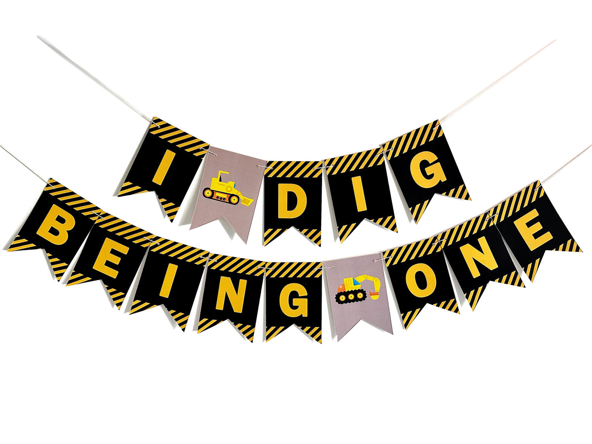 I Dig Being One Banner | Construction First Birthday Party Decorations ...