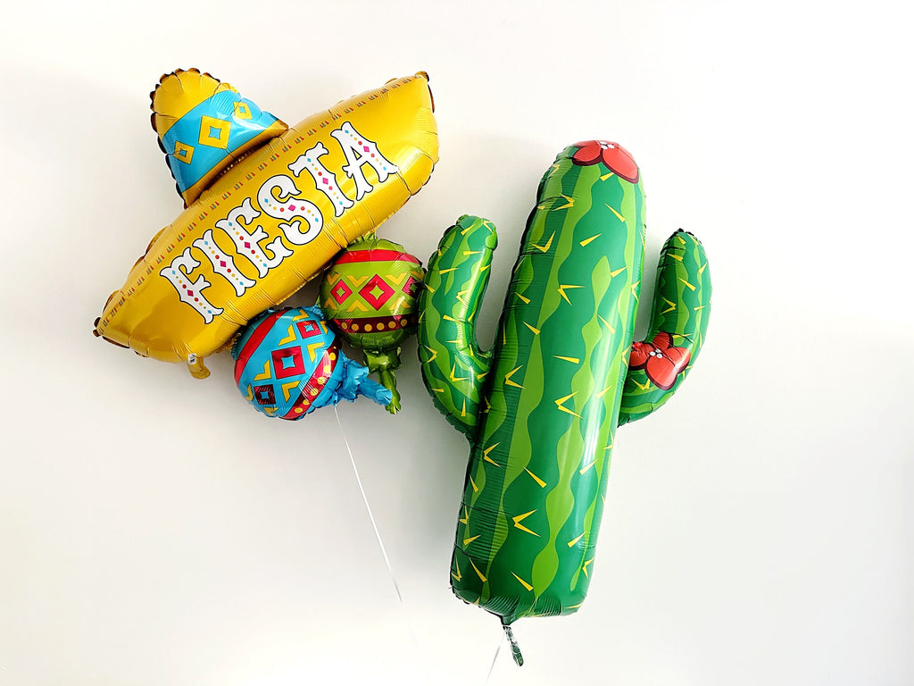 Fiesta Balloons, Happy Cinco de Mayo Balloons, Summer Party Decor, Fiesta Birthday Decorations, Cactus Balloon | Sombrero Balloon