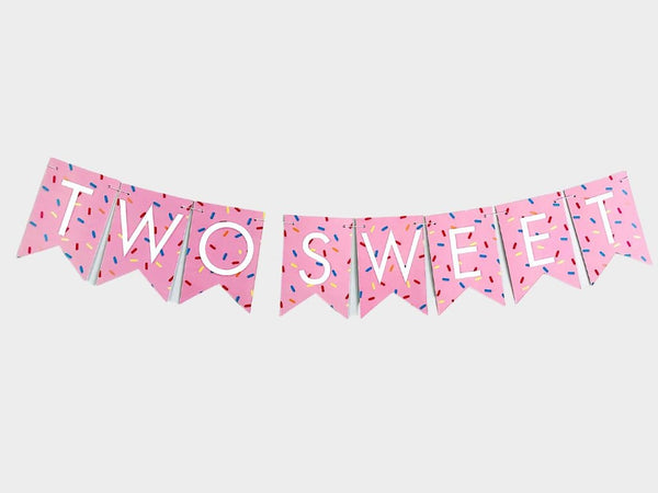 Two Sweet Birthday Party Banner | Donut Themed Birthday Banner  Two Sweet Donut Banner | Donut Second Birthday Party Decorations