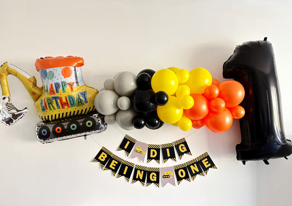 Construction Party Decorations, Excavator Balloon, 1st Birthday Party Kit, Digger Construction Party Balloons, Construction Party Balloons