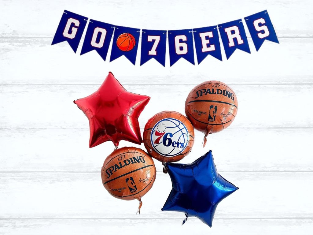 NBA 76ers Party Collection | Basketball Party Decor | Basketball Balloon Decor | Sports Balloon Garland | COL386