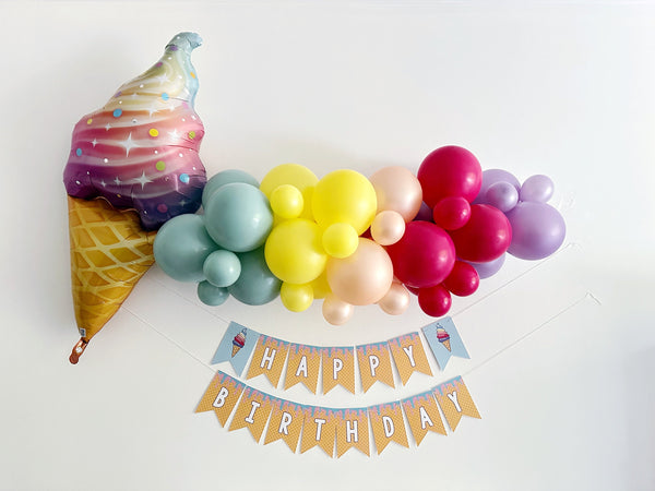 Ice Cream Birthday Party | Bright Summer Balloon Garland | Ice Cream Balloon Party Kit | Summer Birthday Balloon Backdrop