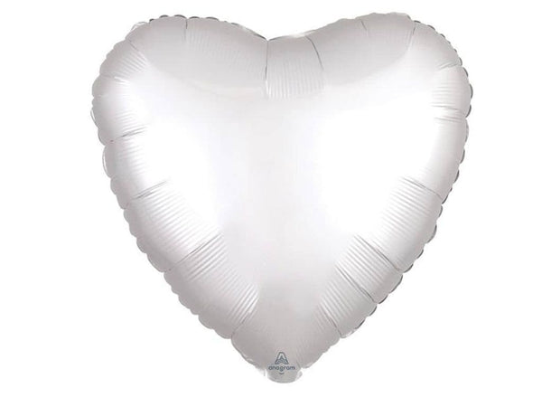 Satin Luxe White Heart Balloon | Valentines Party Decor | I Love You Foil Balloon | Satin Luxe White Heart Shape Mylar Balloon