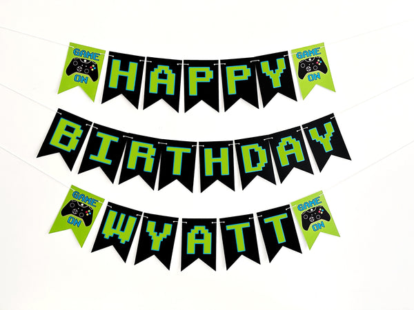 Personalized Video Game Birthday Party Banner | Retro Video Game Banner | Gamer Themed Birthday Banner | Game Controller Birthday Banner