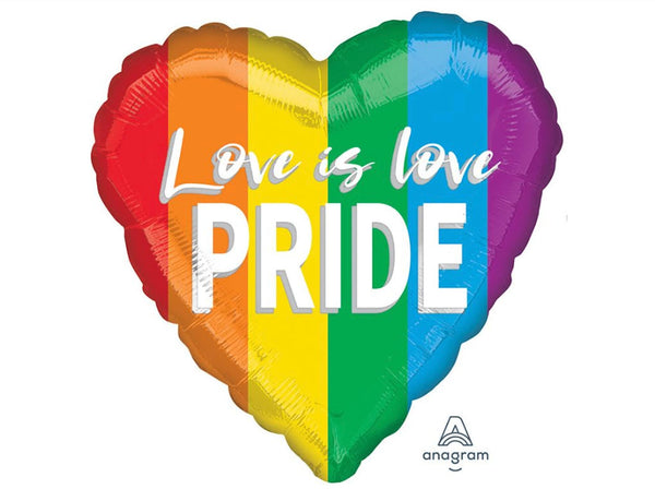 Pride Heart Balloon | Pride Party Decor | Love is Love Pride Foil Balloon | Rainbow Heart Shape Mylar Balloon