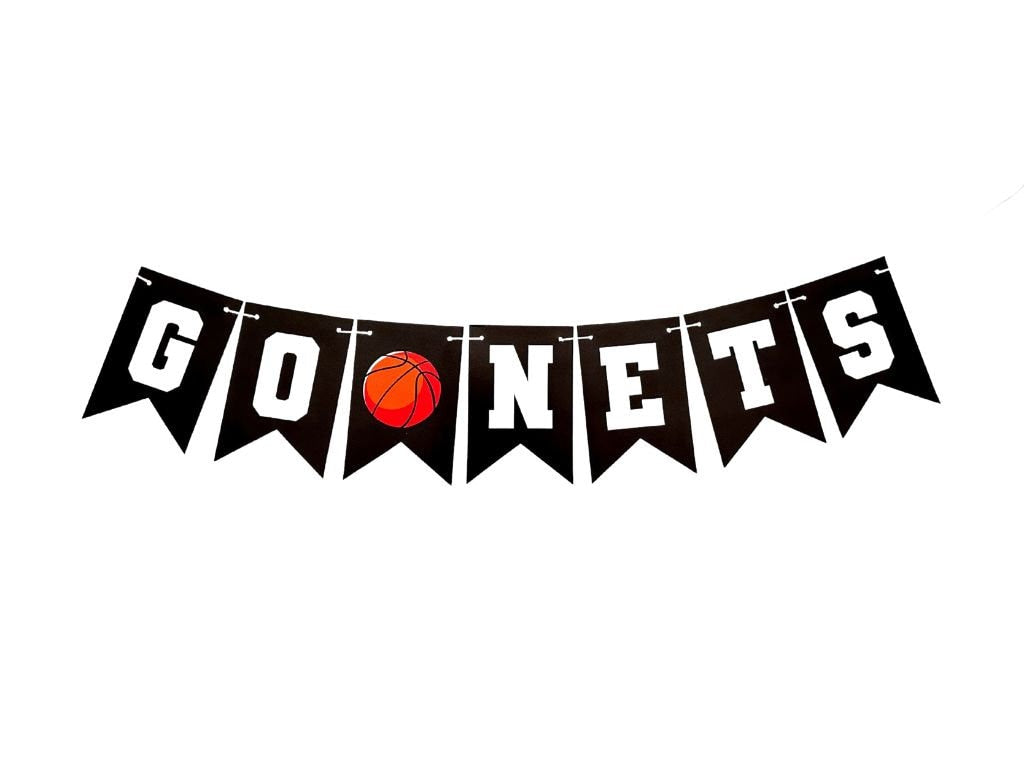 Go Nets Banner, Nets Decorations, Go Nets, Card Stock Banner, Basketball Decorations, Basketball Party Decor, P331