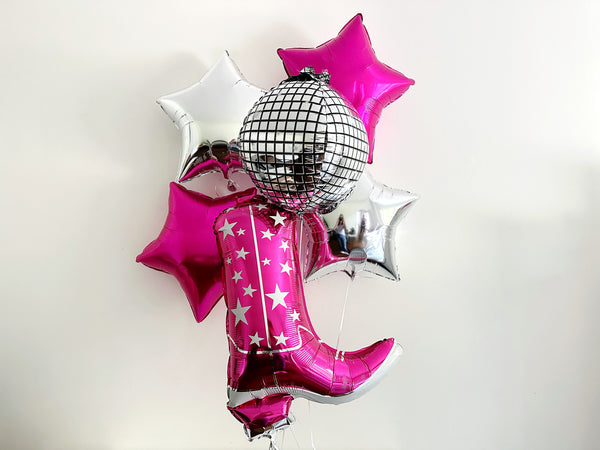 Cowgirl Balloons | Disco Rodeo Party Balloons | Nashville Party Decor | Bachelorette Party Theme | Cowgirl Boot Balloon