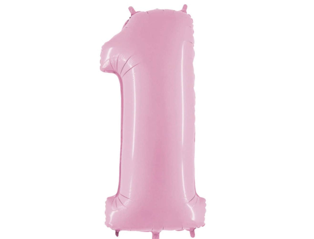 Large Pastel Pink One Balloon, 40 inch Pink Foil Number One Balloon, 1st Birthday Balloon