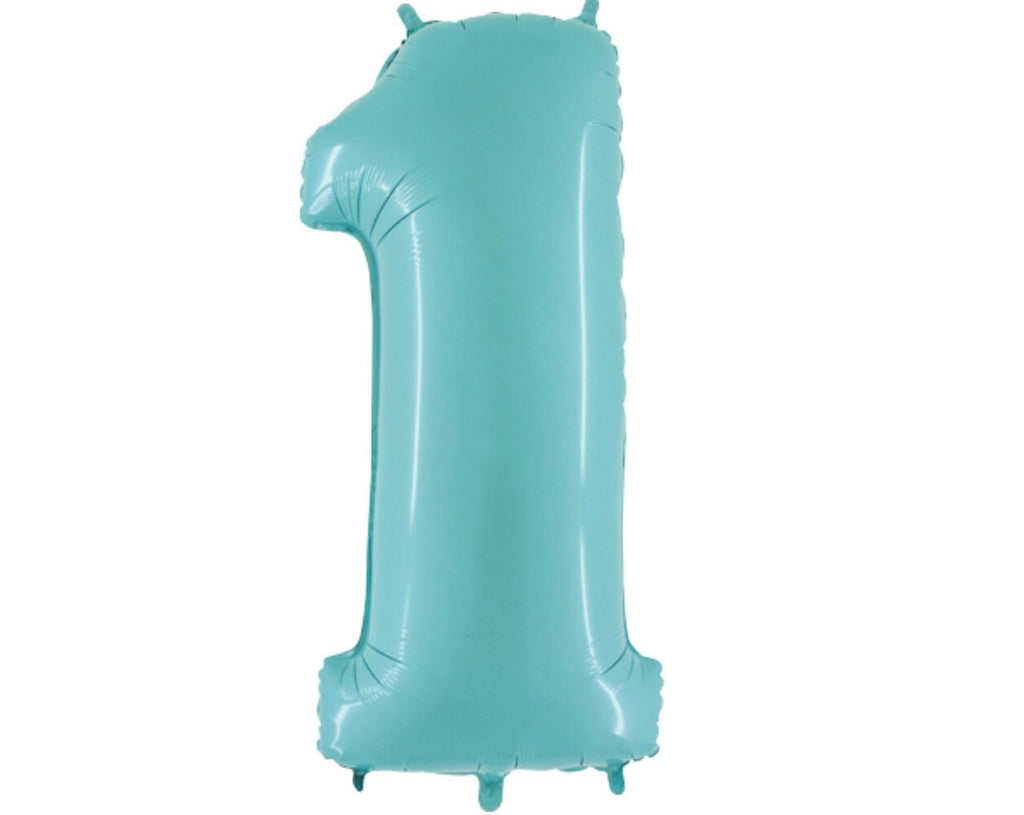 Large Pastel Blue One Balloon, 40 inch Blue Foil Number One Balloon, 1st Birthday Balloon