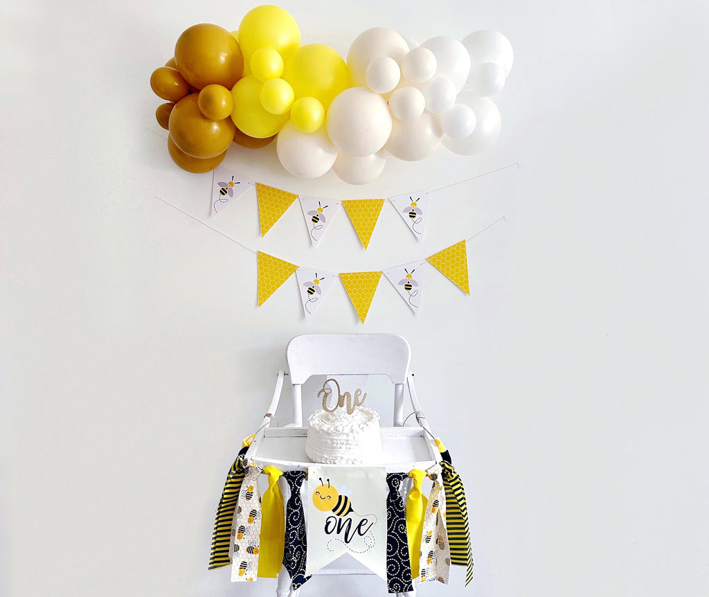 Bumble Bee First Birthday Party Collection  Bumblebee Highchair Banne –  Swanky Party Box