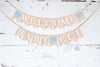 Personalized Welcome Baby Blue Heart Banner, Card Stock Banner, Boy Baby Shower Party Decorations, Baby Sprinkle Sign, PB986