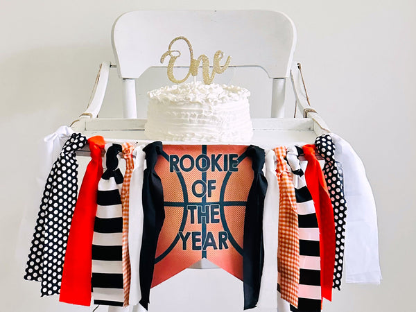 Basketball Rookie of the Year First Birthday Decor, Basketball Banner, Basketball Highchair Banner, First Birthday Party, HC089