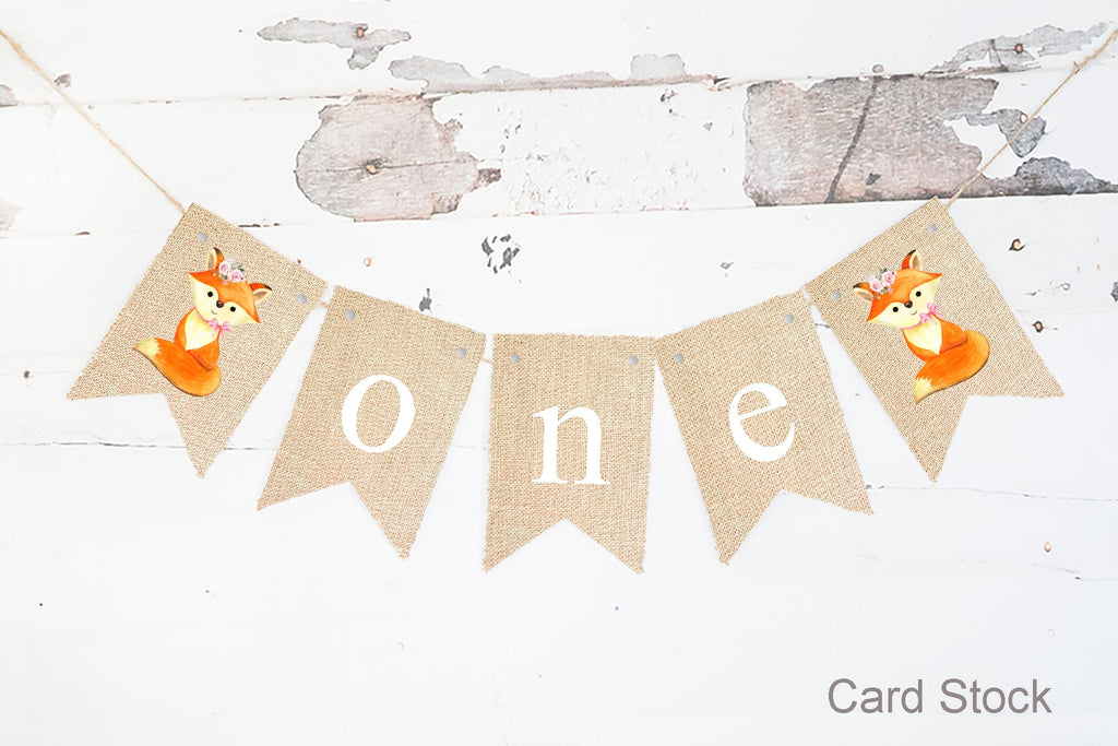 Woodland Fox One Banner, Woodland First Birthday Party Decor, Spring First Birthday, Woodland 1st Birthday Party Banner, PB514