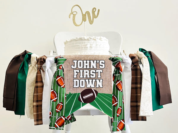 Football First Down Birthday Decor, Personalized Football Party Banner, Football Banner, Football Highchair Banner, First Down Banner, HC121