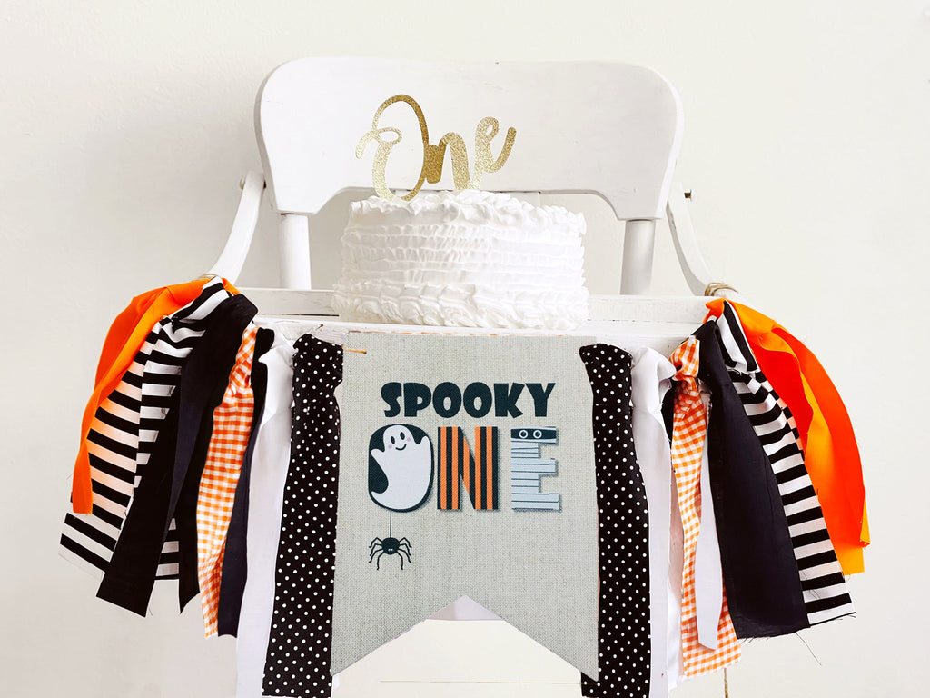 Halloween 1st Birthday Decor, Halloween First Birthday Banner, Spooky One Party Banner,  Fall Party Decor, Halloween Highchair Banner, HC008