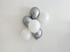 Celebration Decorations, Birthday Party Decor, Anniversary Balloons, Graduation Decor, White and Silver Balloons Set of 6