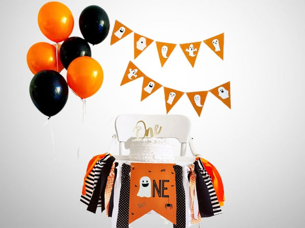 Orange and Black Halloween 1st Birthday Party, October First Birthday Decoration, Halloween Party Kit, COL174