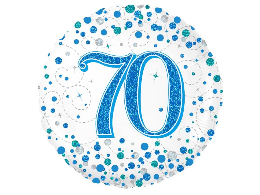 70th Birthday Balloons, Happy 70th Birthday Balloon, Birthday Party Decorations, Milestone Birthday Decorations, Blue and Silver Party Decor