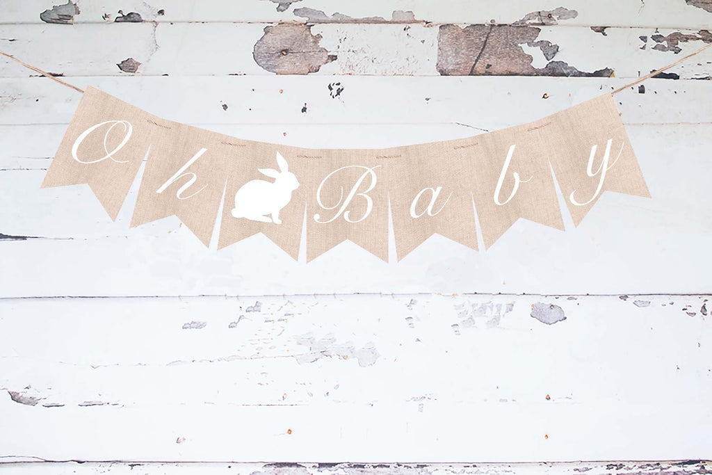 Oh Baby Bunny Banner, Baby Shower or Gender Reveal Party Decor, Easter Banner, Spring Baby Shower Decor, Baby Shower Banner,Oh Baby Sign