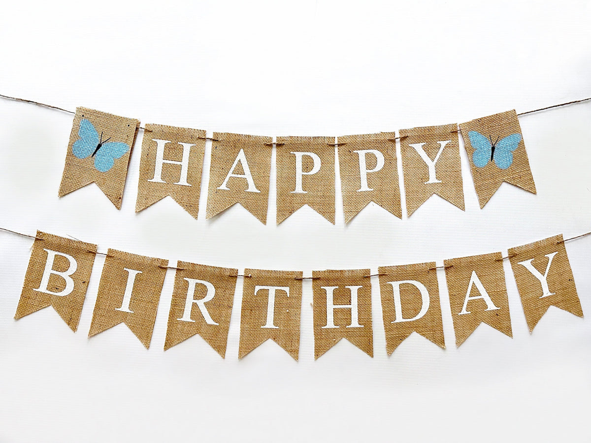 Blue Butterfly Happy Birthday Banner Swanky Party Box