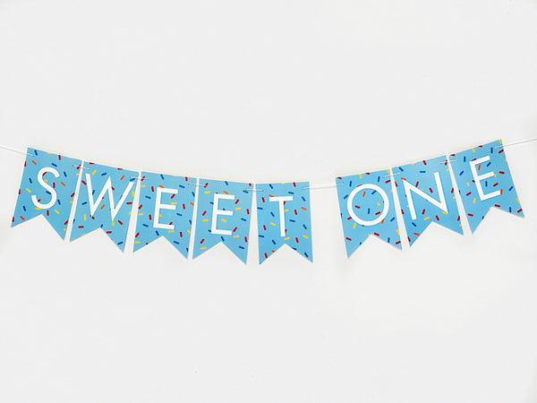 Blue Sweet One Birthday Party Banner | Donut Themed Birthday Banner | Sweet One Donut Banner | Donut First Birthday Party Decorations